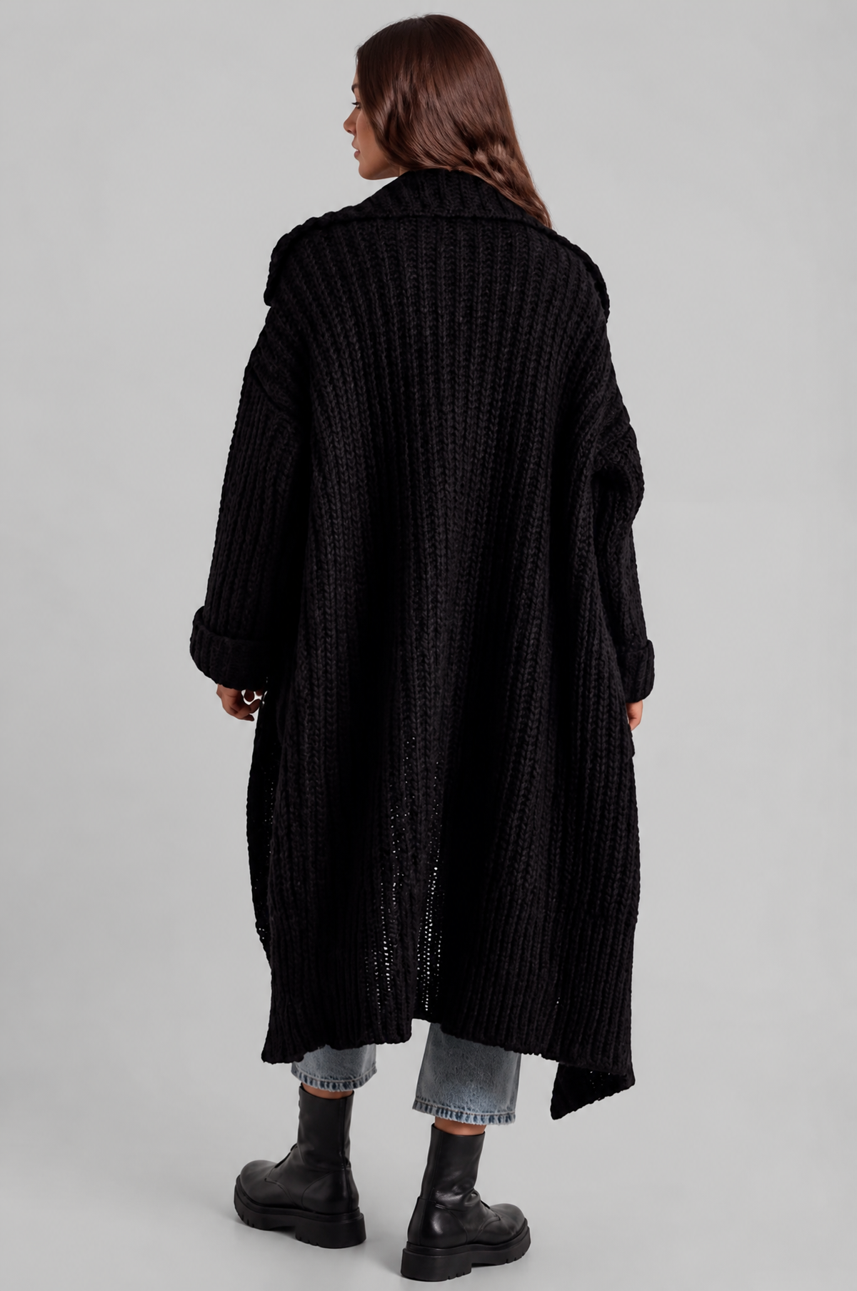 Zara Oversized Chunky Rib-Knit Longline Cardigan