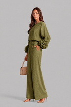 Rose Cuff Wide Leg Co Ord Set