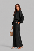 Rose Cuff Wide Leg Co Ord Set