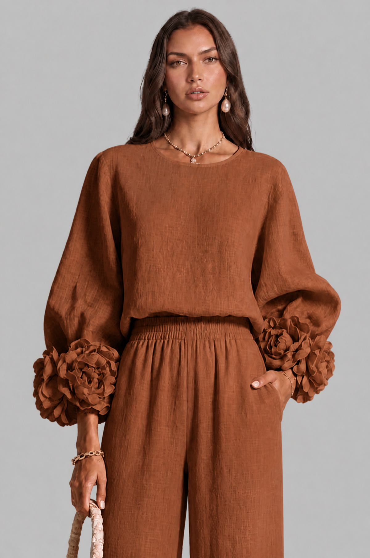 Rose Cuff Wide Leg Co Ord Set