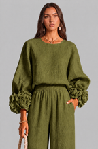 Rose Cuff Wide Leg Co Ord Set