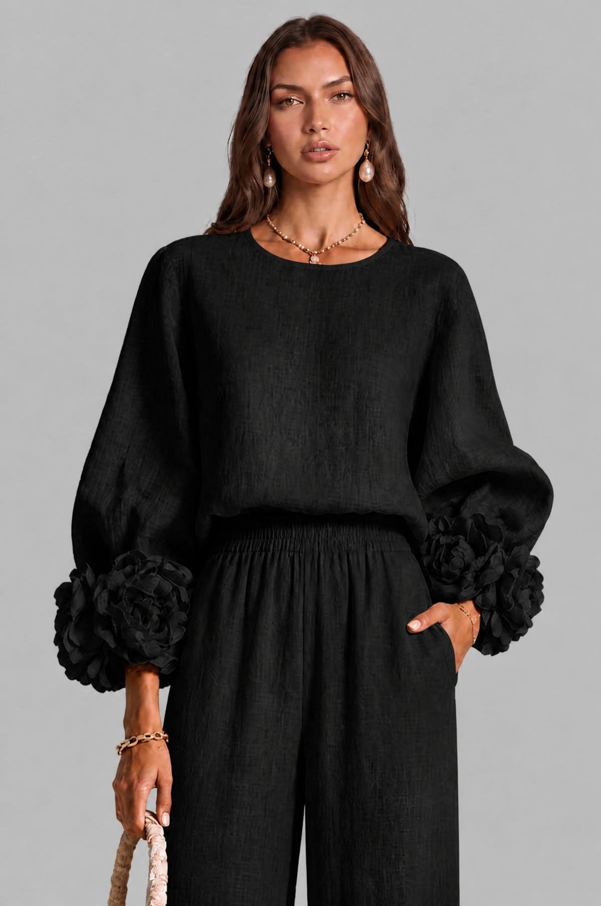 Rose Cuff Wide Leg Co Ord Set