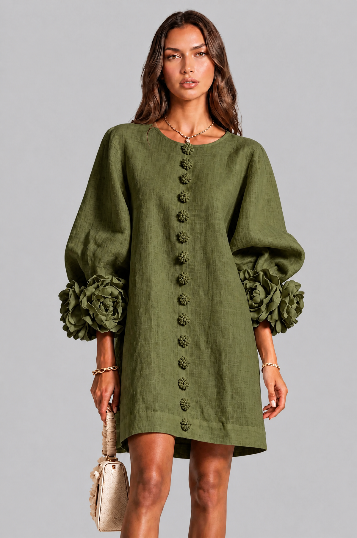 Rose Cuff Long Sleeve Mini Dress