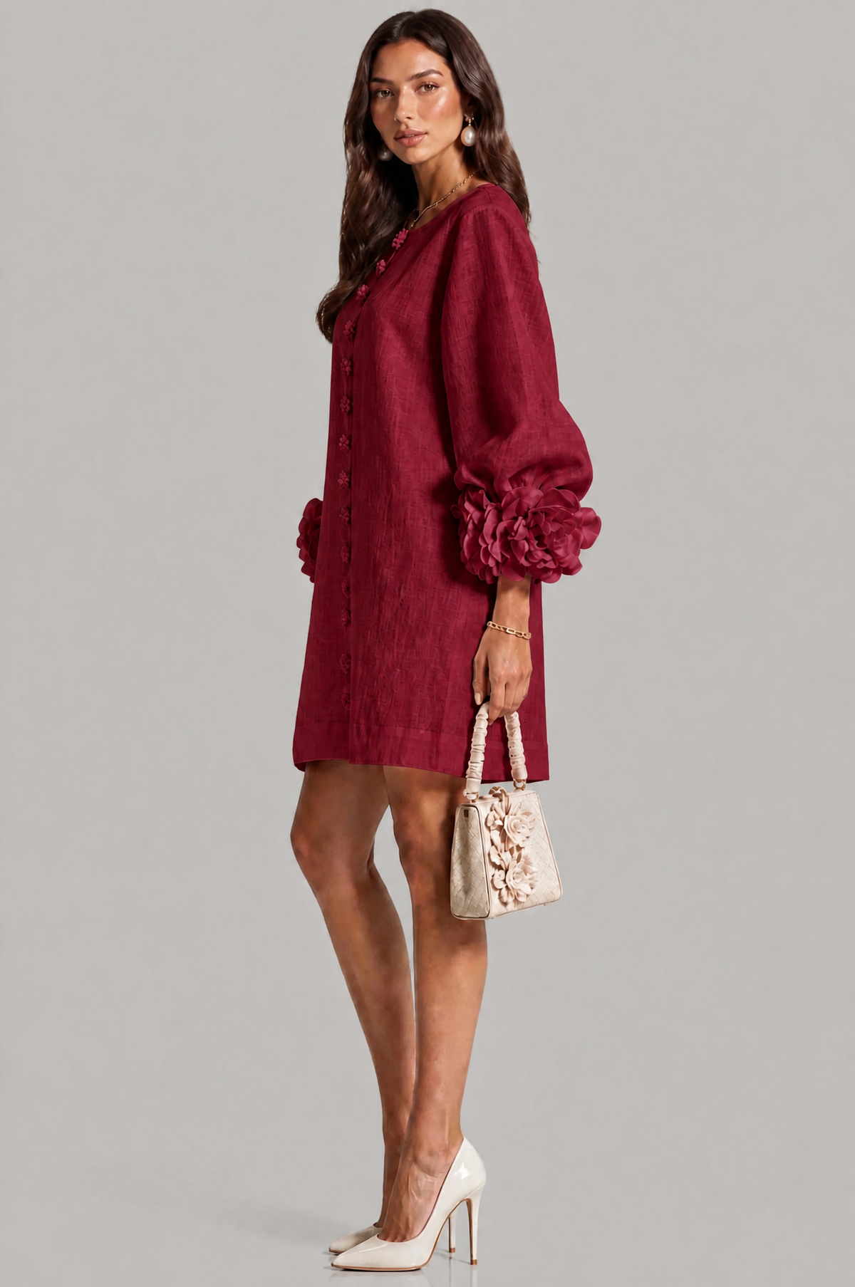 Rose Cuff Long Sleeve Mini Dress