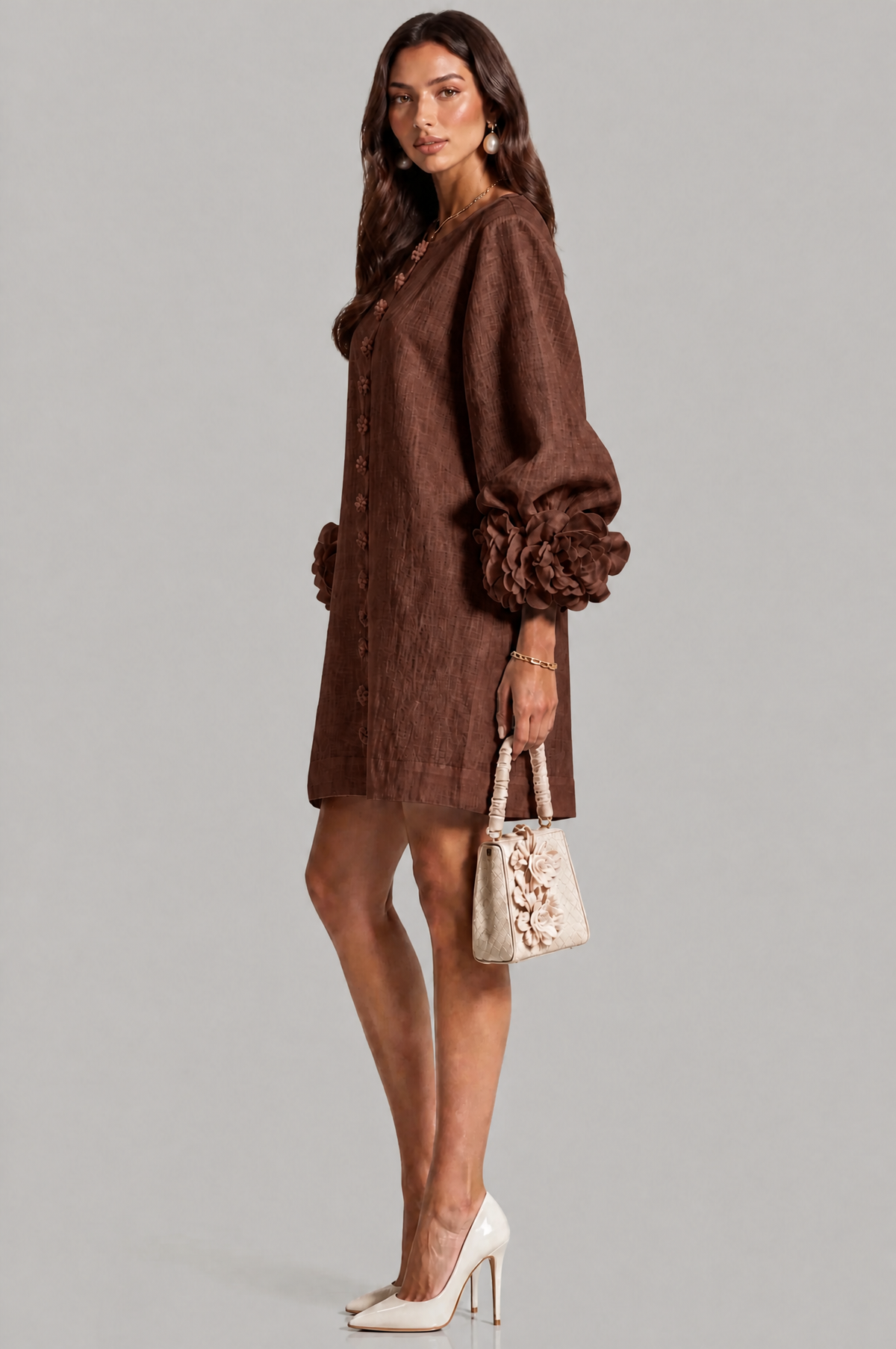 Rose Cuff Long Sleeve Mini Dress