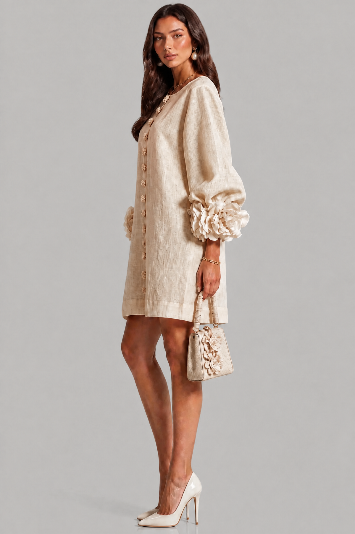 Rose Cuff Long Sleeve Mini Dress