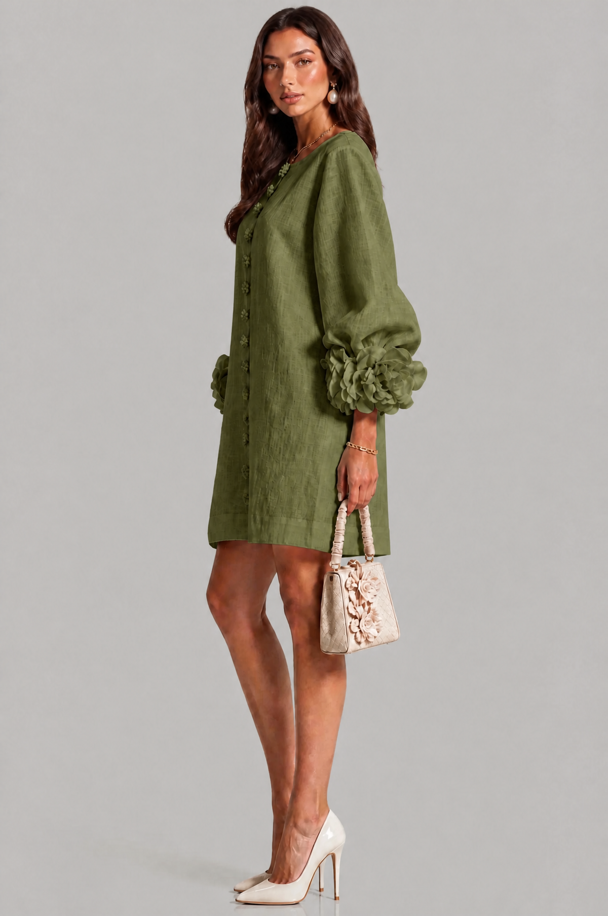 Rose Cuff Long Sleeve Mini Dress