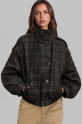 Check Oversized Bomber Jacket