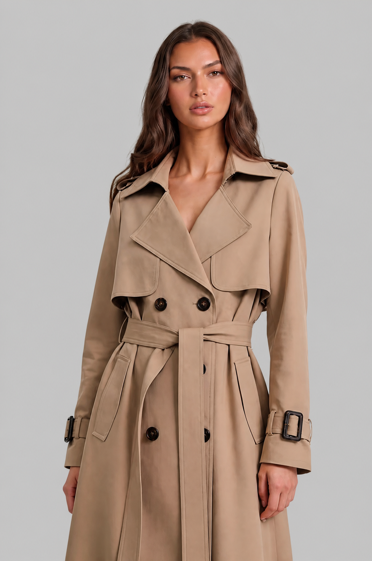 Long Double Breasted Trench Coat