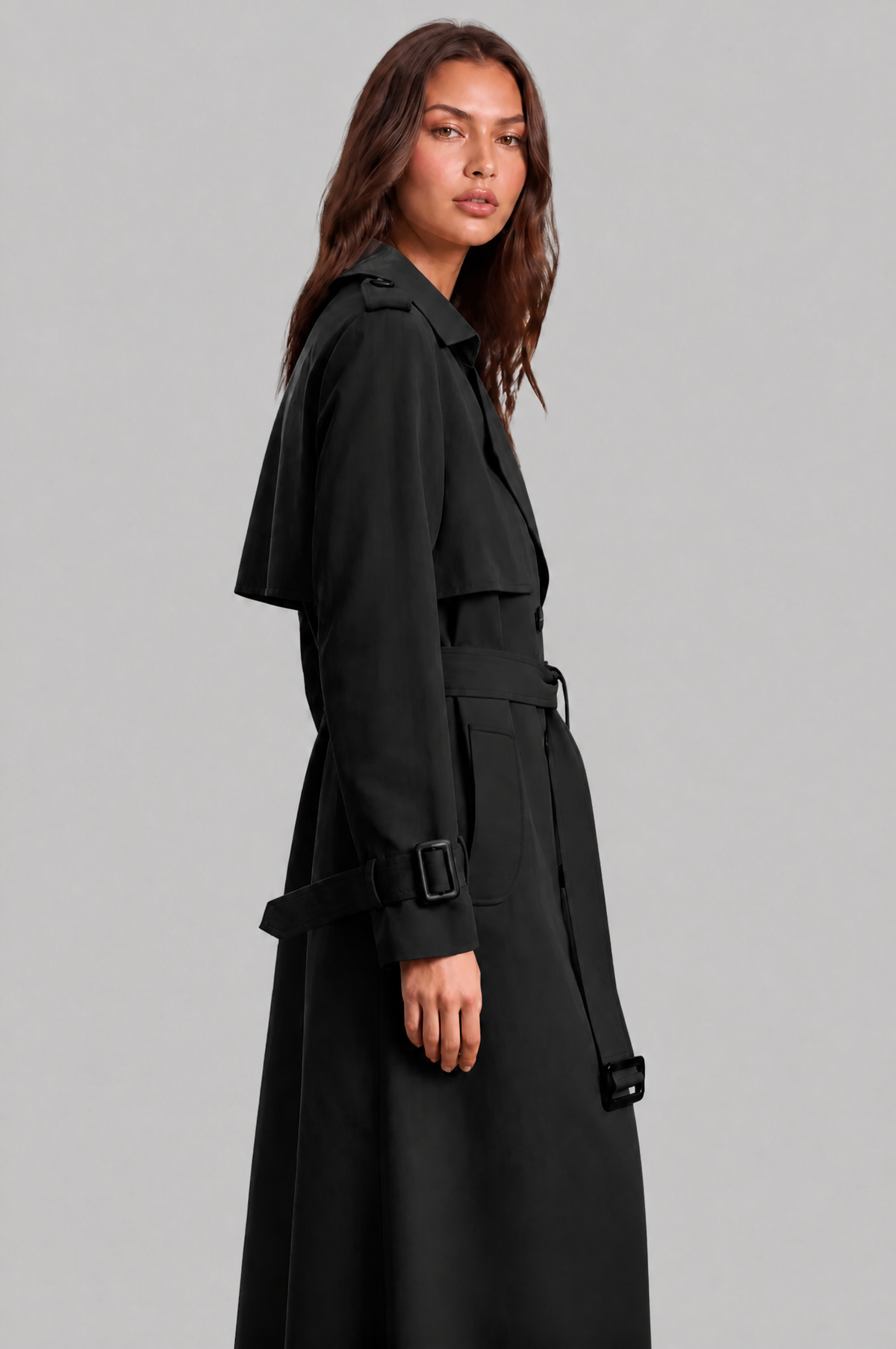 Long Double Breasted Trench Coat