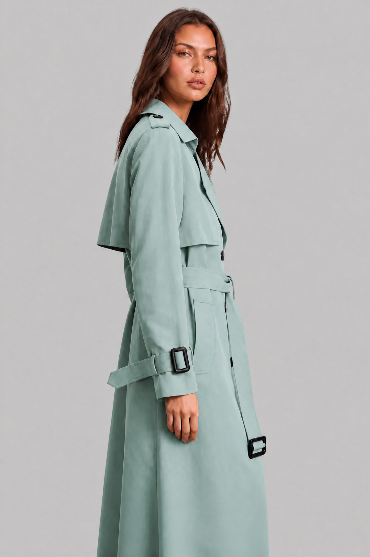 Long Double Breasted Trench Coat