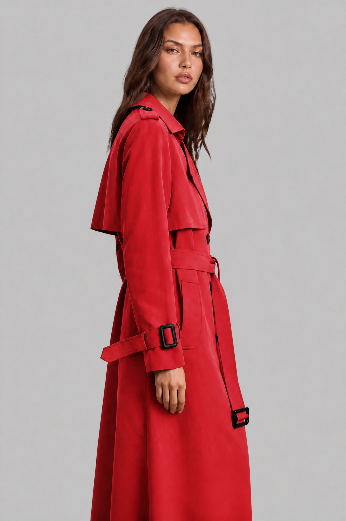 Long Double Breasted Trench Coat