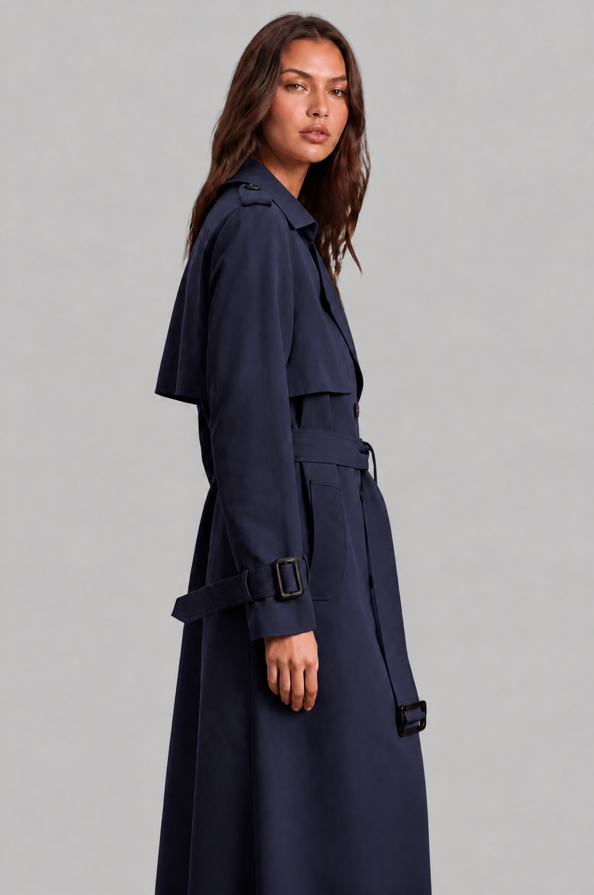 Long Double Breasted Trench Coat