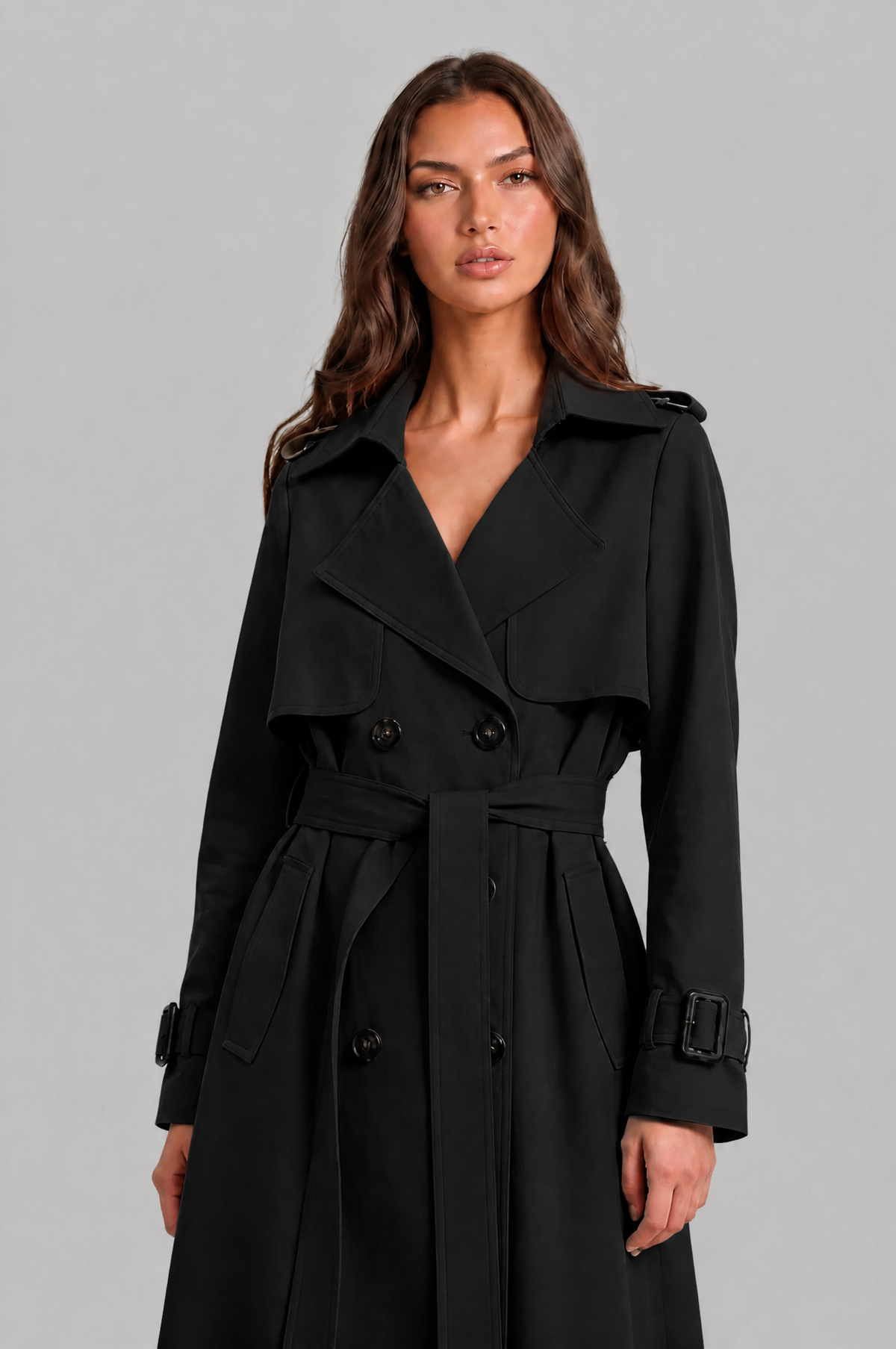 Long Double Breasted Trench Coat