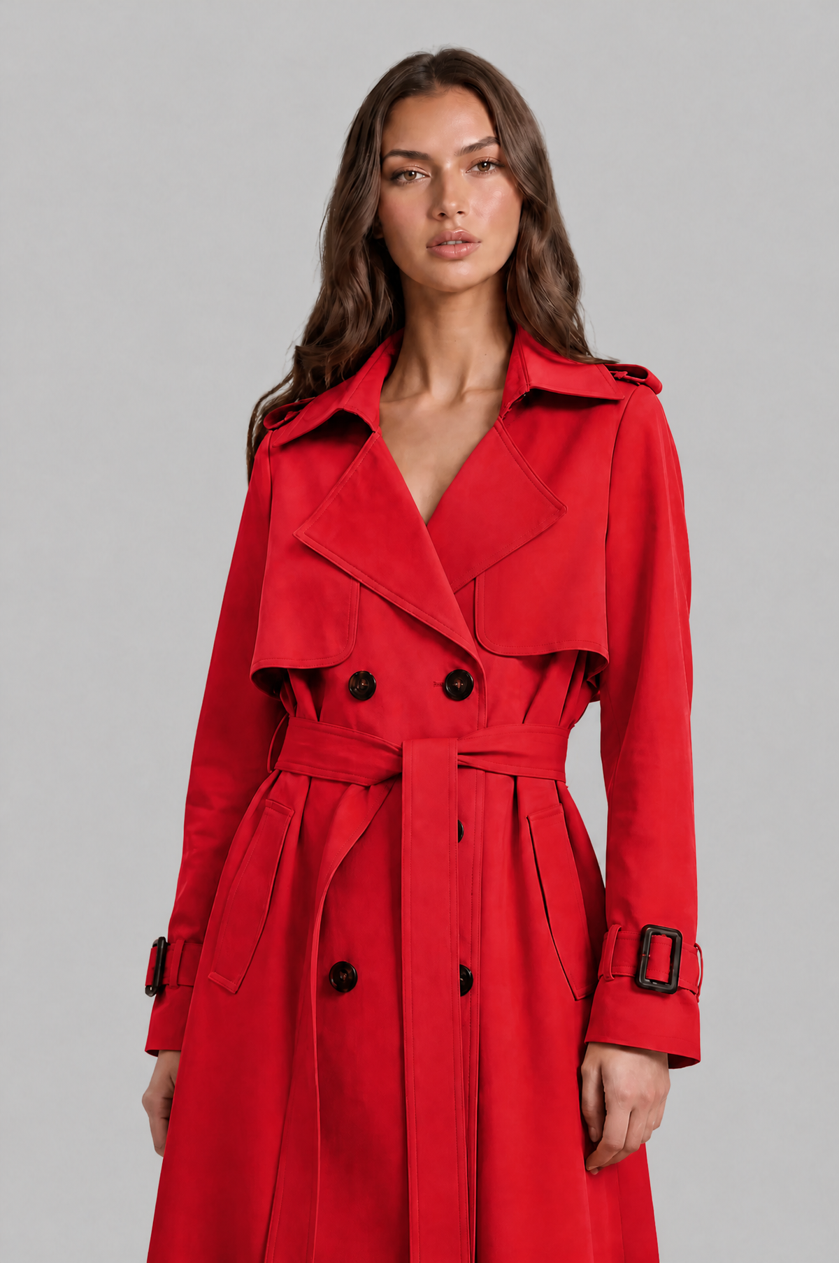 Long Double Breasted Trench Coat