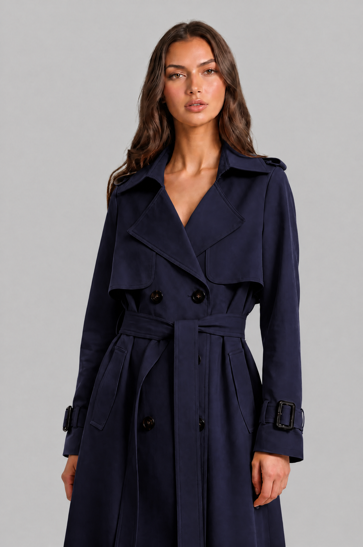 Long Double Breasted Trench Coat