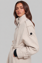 Short Belted Coat with Funnel Neck