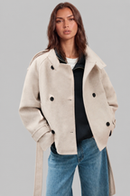 Short Belted Coat with Funnel Neck