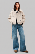 Short Belted Coat with Funnel Neck