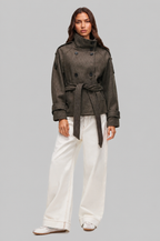 Short Belted Coat with Funnel Neck