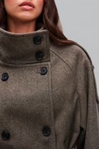 Short Belted Coat with Funnel Neck