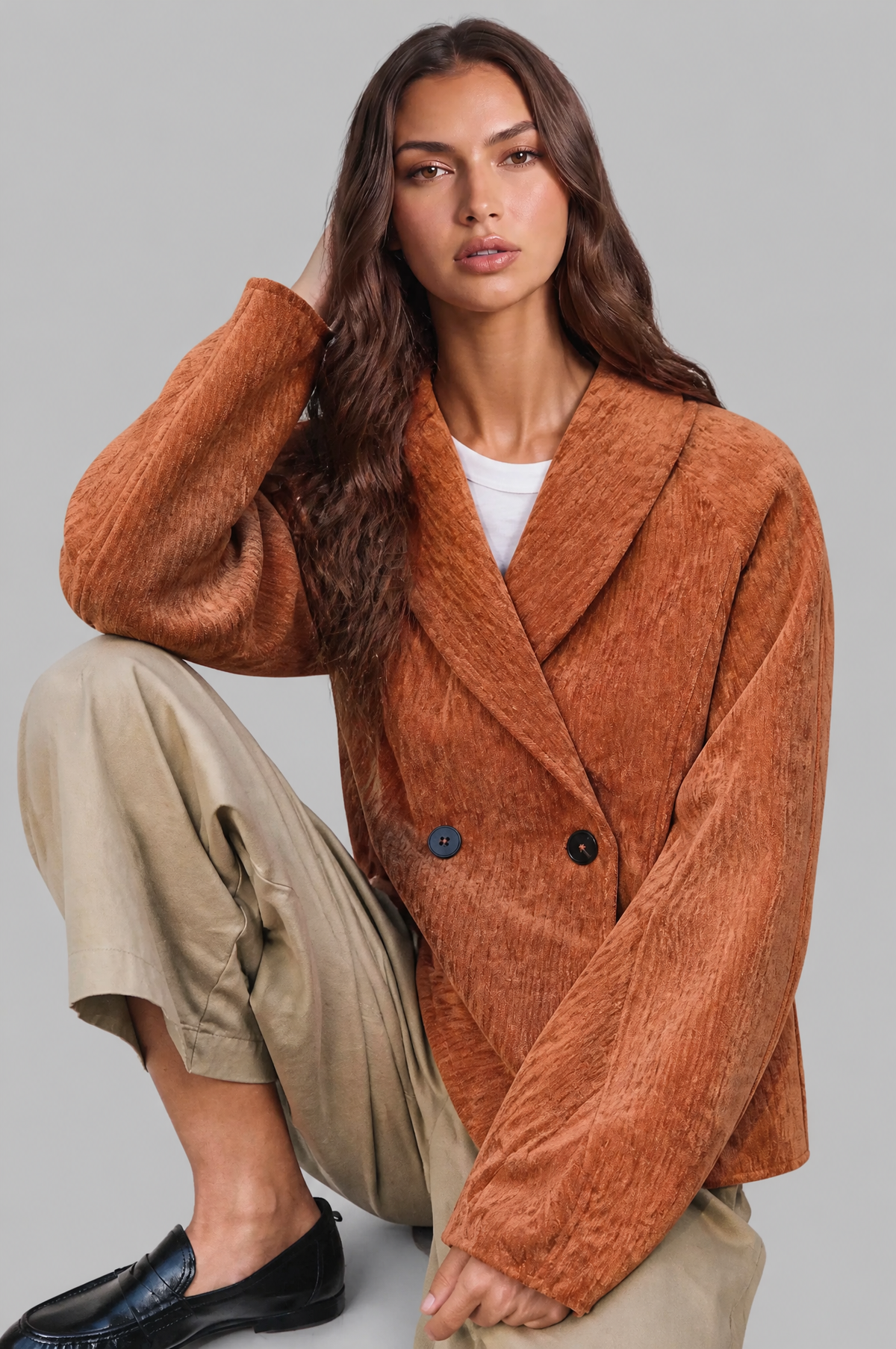 Textured Double Breasted Jacket