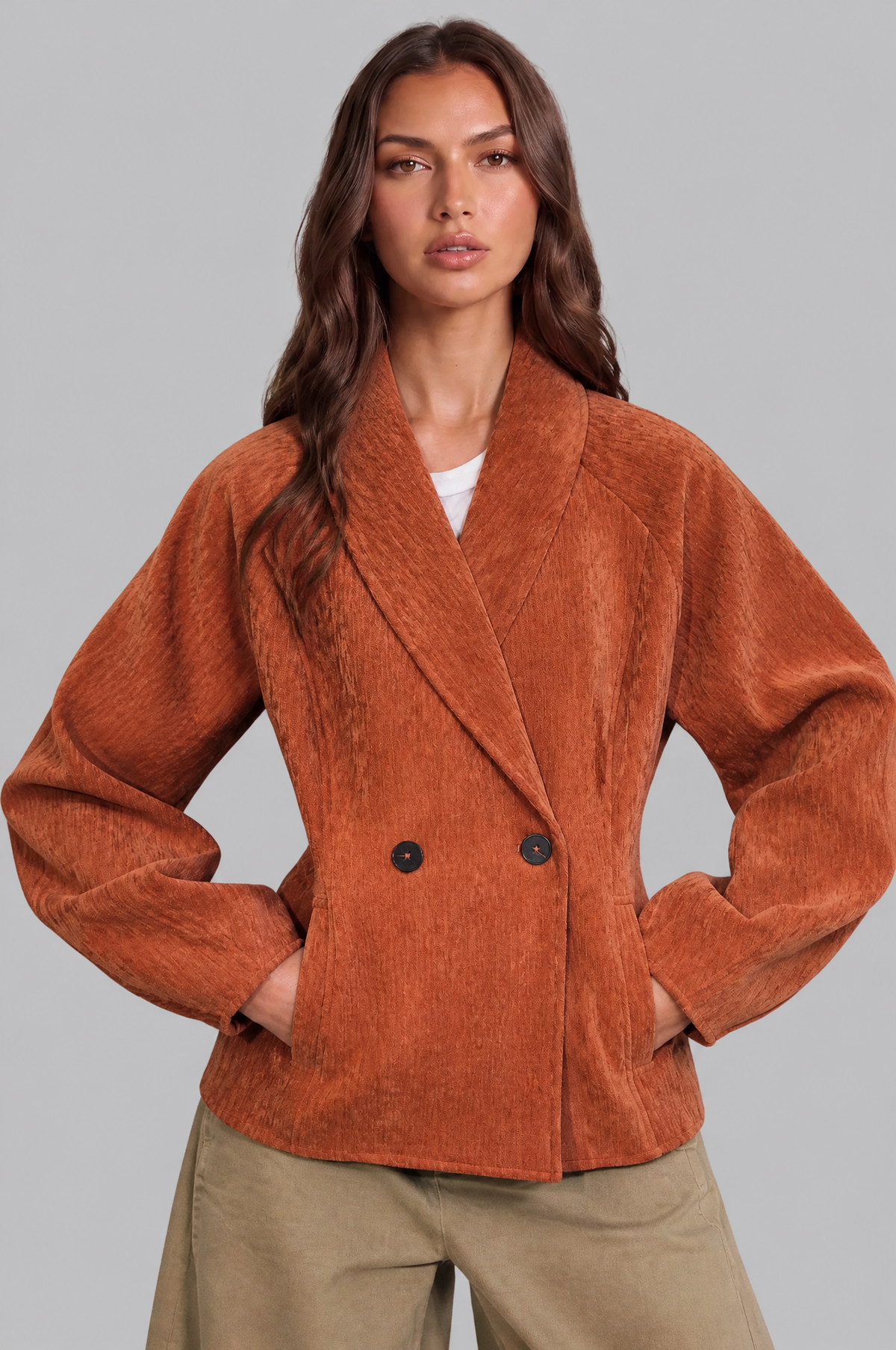Textured Double Breasted Jacket
