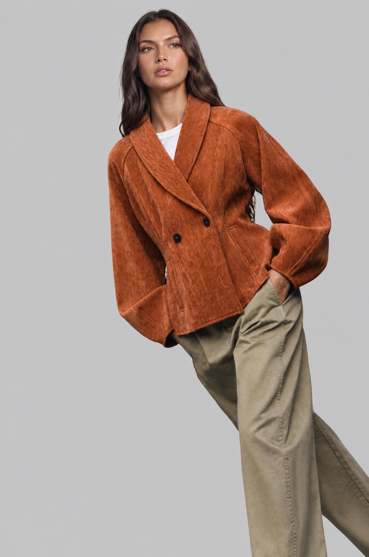 Textured Double Breasted Jacket
