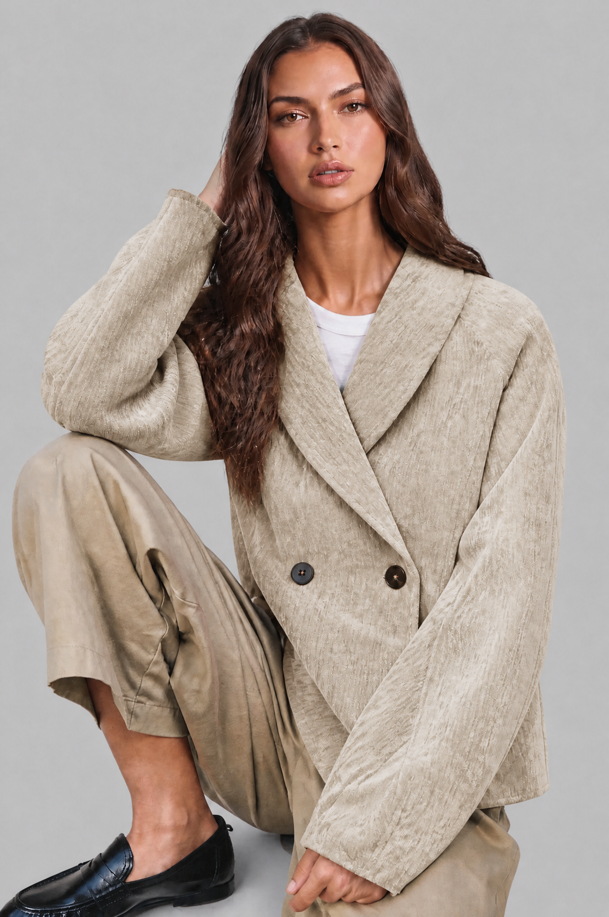Textured Double Breasted Jacket