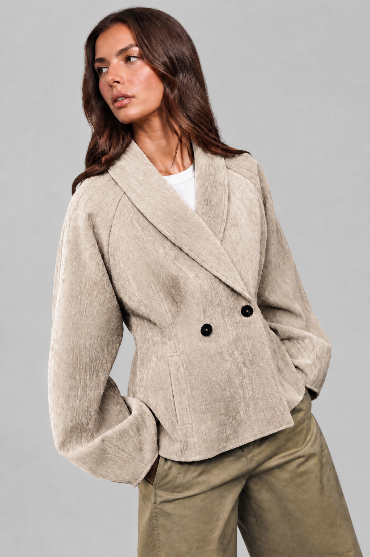 Textured Double Breasted Jacket